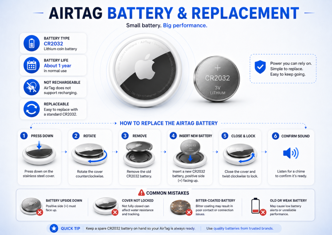 airtag battery type and replacement